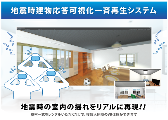地震時建物応答可視化一斉再生システムイメージ